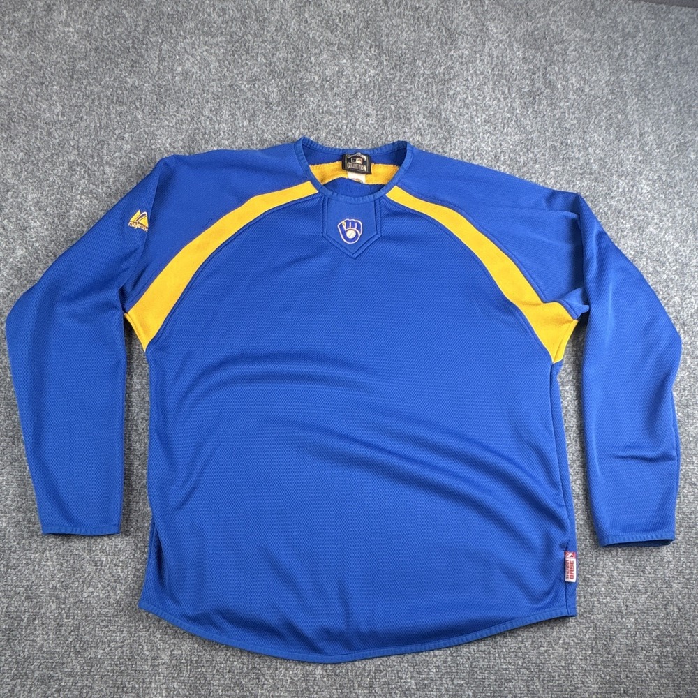 Majestic Milwaukee Brewers Cooperstown Collection Throwback Jersey Pullover L/XL
